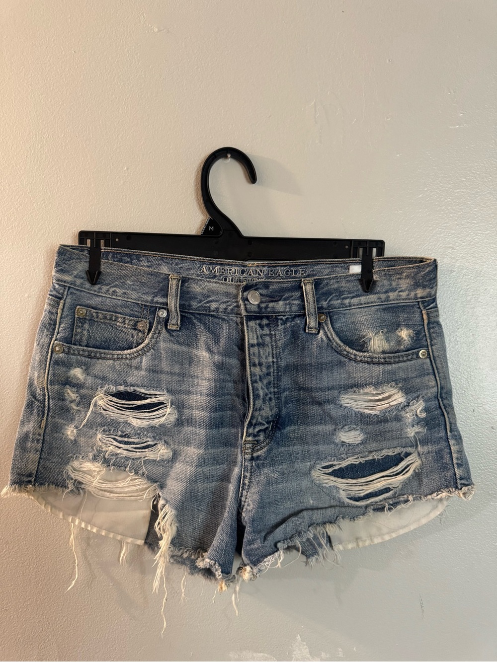 American Eagle Outfitters Light Blue Distressed Denim Cutoff Shorts